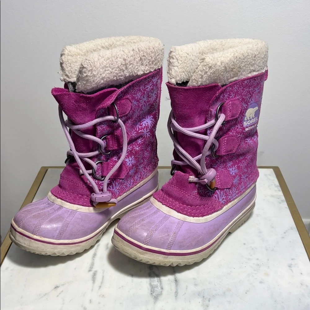 Sorel Girls Snowflake Insulated Fuchsia and Lavender Snow Boots